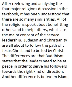 Service and Leadership in four religious traditions